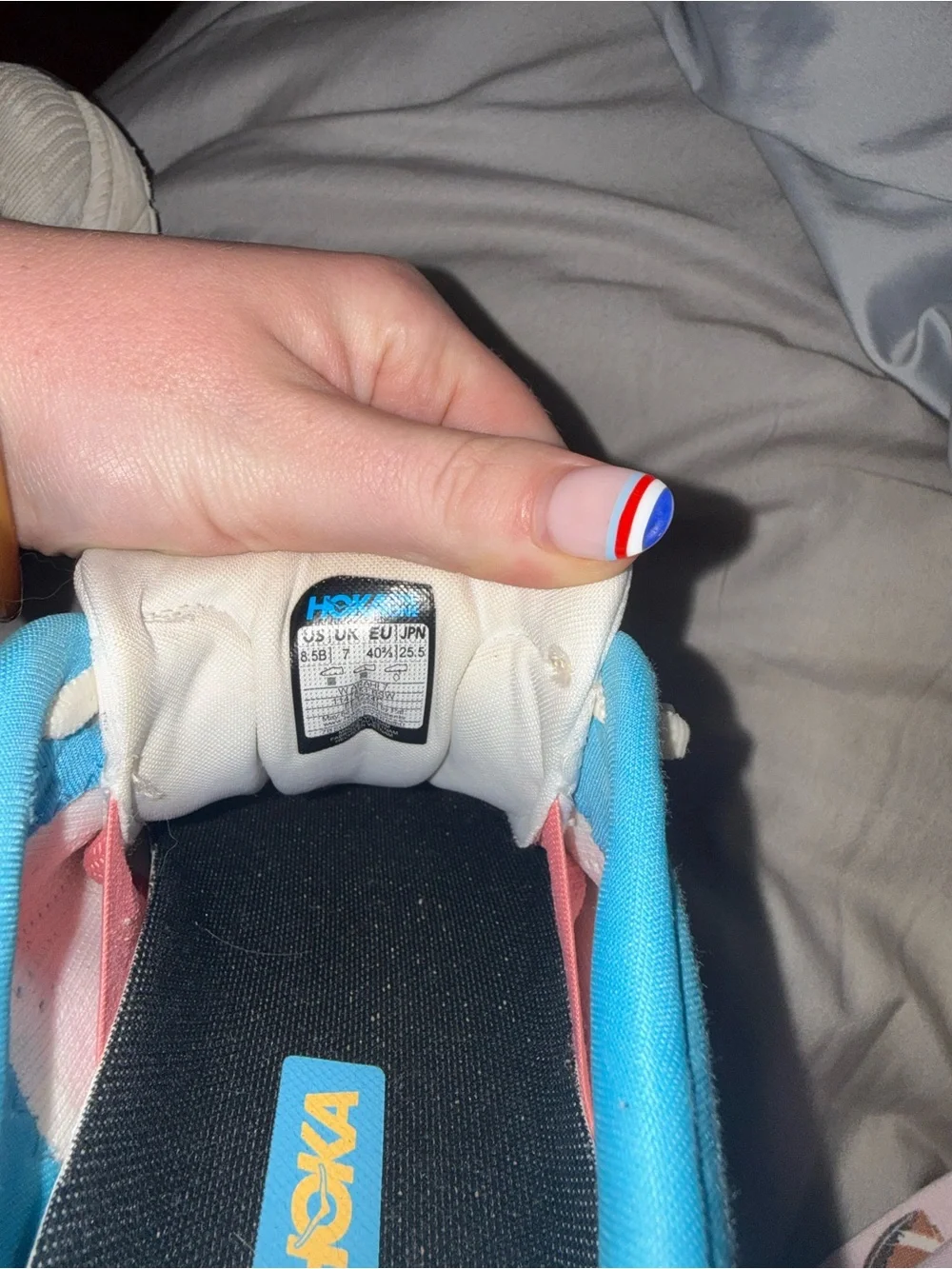 Hoka Kids White, Blue & Pink Cushioned Lightweight Sneaker